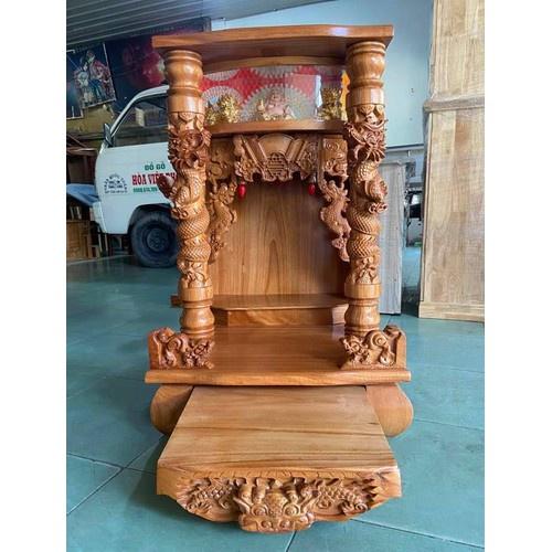 Bàn thờ thần tài ông địa Rồng Cuộn Hàng dày, bàn thờ gỗ cao cấp gỗ gõ , bàn thờ ông địa vip