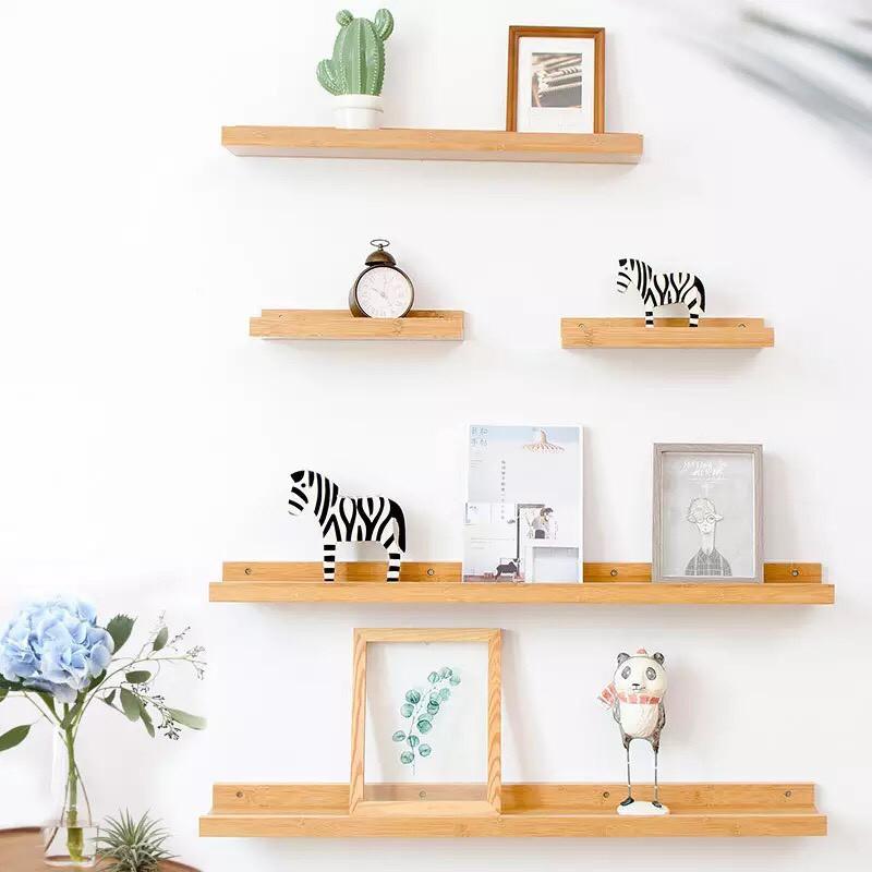 KỆ GỖ treo tường phong cách Hàn Quốc-Kệ gỗ đựng sách decor nhà cửa 90cm-120cm Tặng Kèm vít, nở