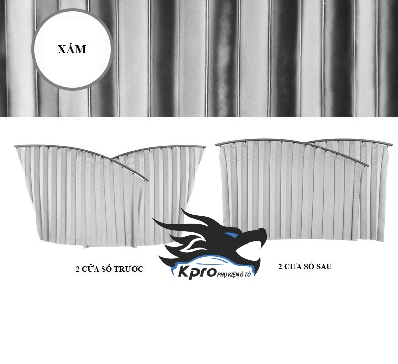 Bộ 4 rèm vải kéo che nắng ô tô, Tấm che nắng kính lái, Tấm che nắng cửa sổ - Hàng Kpro chất lượng cao