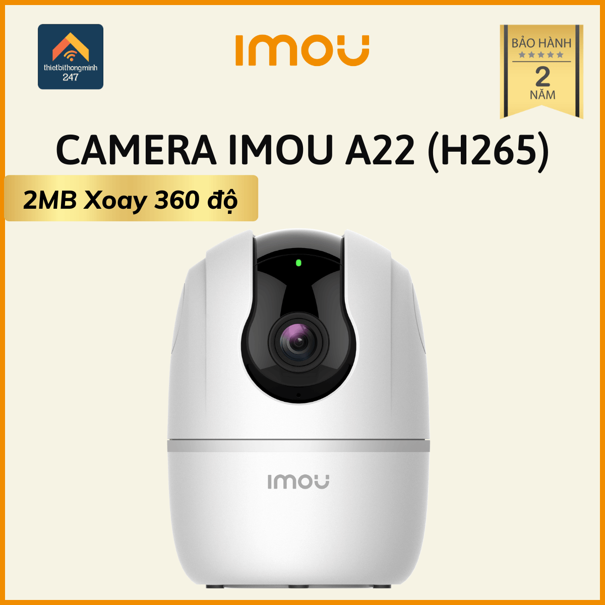 Hàng chính hãng Camera IMOU Ranger A22 Kèm thẻ nhớ 64GB 2MP (FullHD 1080P) Wifi H265 Xoay 360độ