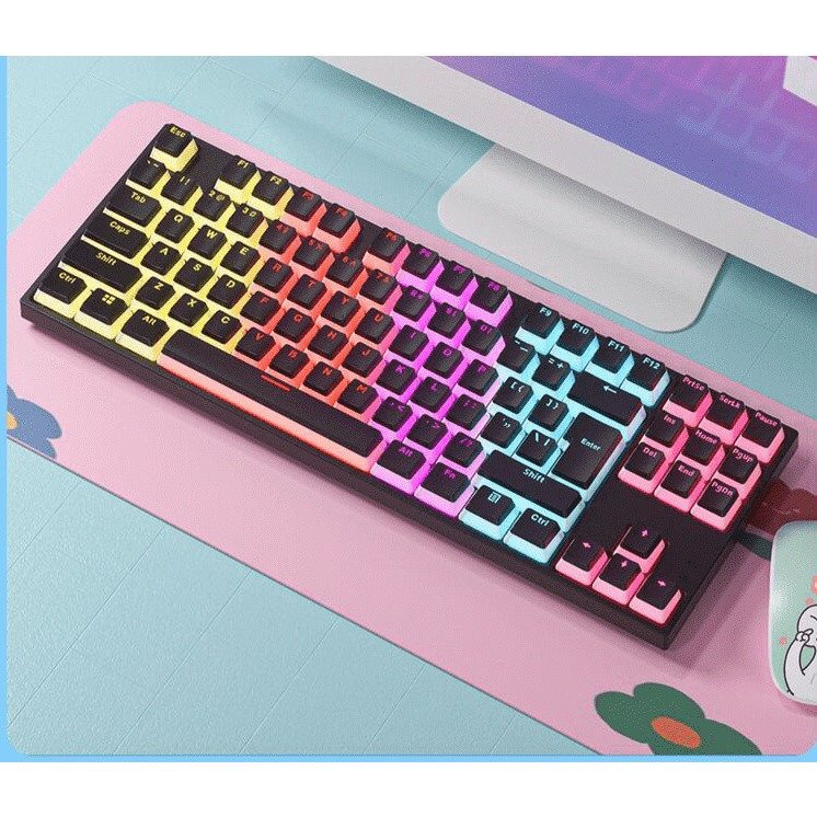 Bàn phím cơ ZIFRIEND KA802D sử dụng Blue Switch thiết kế mini nhỏ gọn chỉ 87 phím với keycap pudding xuyên led cực đẹp