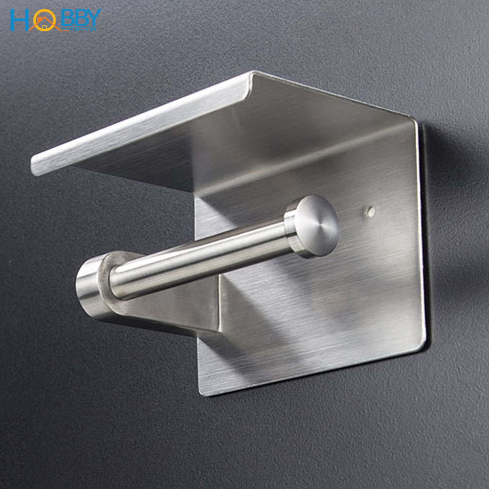Kệ đựng cuộn giấy vệ sinh toilet có mái che nước dán tường phòng tắm Hobby Home Decor G3 kèm keo dán và đinh ốc