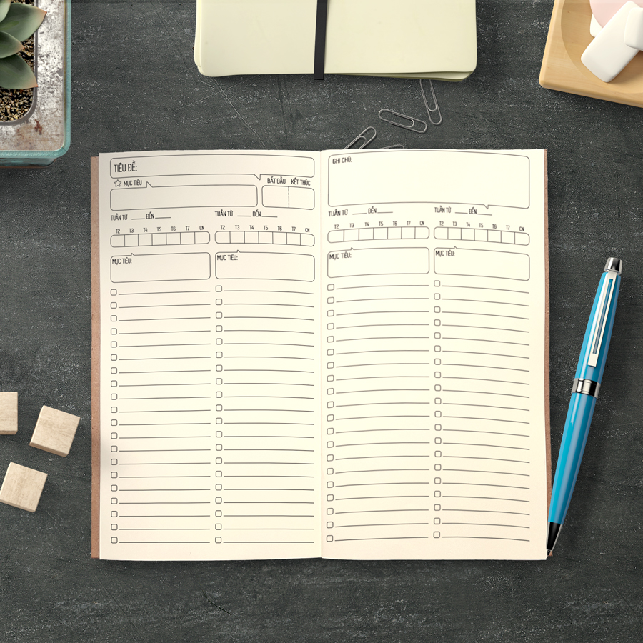 Sổ tay planner &quot;3 Đầu 6 Tay&quot; bìa cứng 21x11 to-do list, thời gian biểu, check list, nhắc việc, lịch hẹn