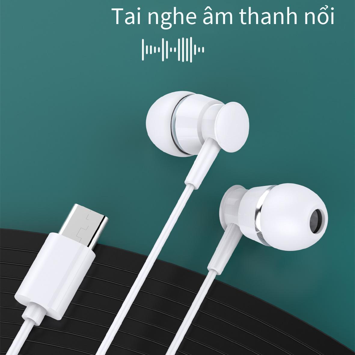 Phong cách mới nhất E033 mới phù hợp với tai nghe điện thoại di động Huawei Xiaomi Type-C tai nghe có dây âm thanh nổi trong tai có micrô