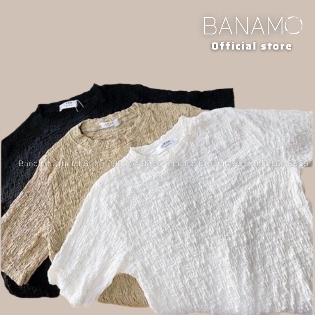 Áo phông xốp nữ ngắn tay chất cực đẹp thời trang Banamo Fashion phông xốp 3 màu 391