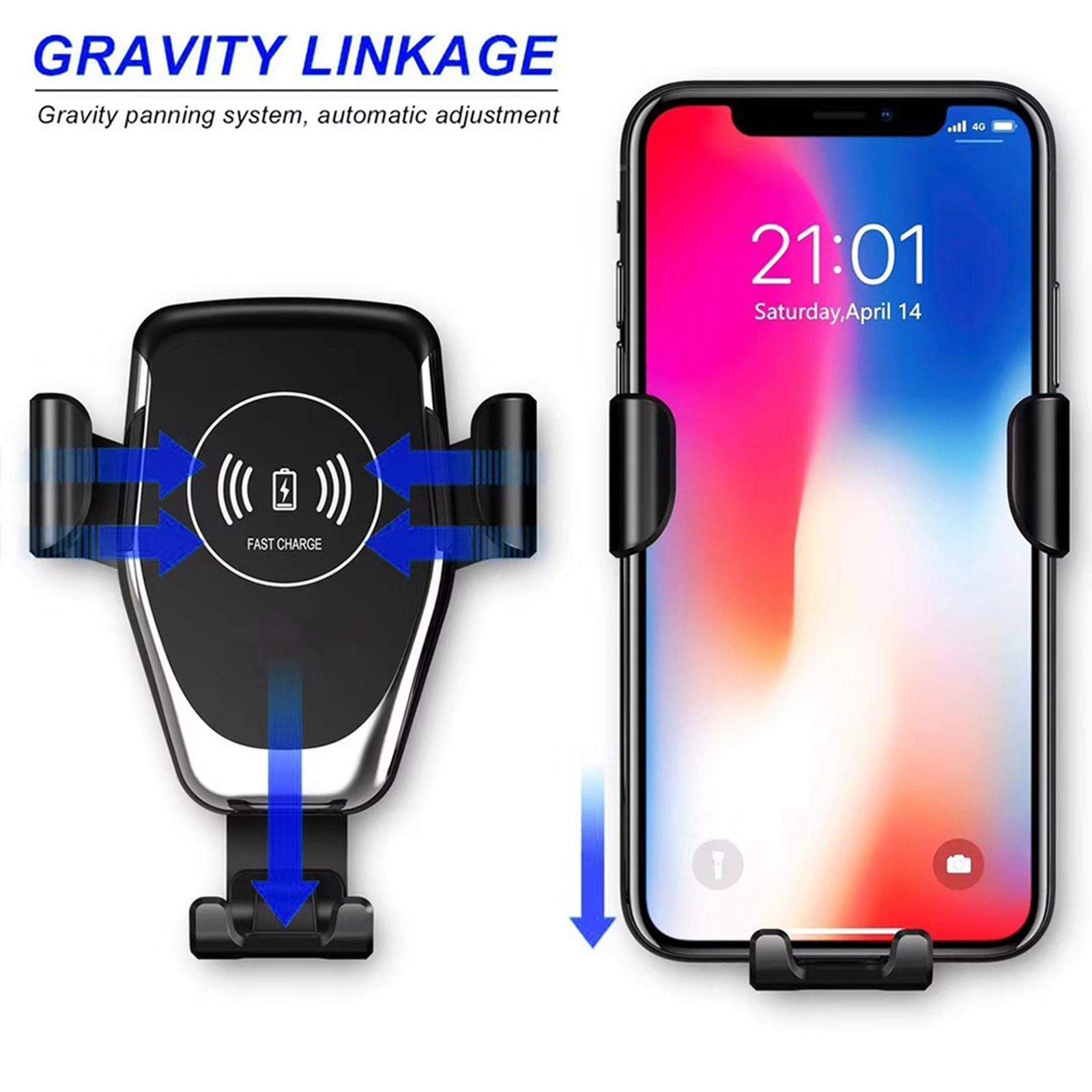 Air Vent Phone Holder 10W Fast Car Wireless Charger Black
