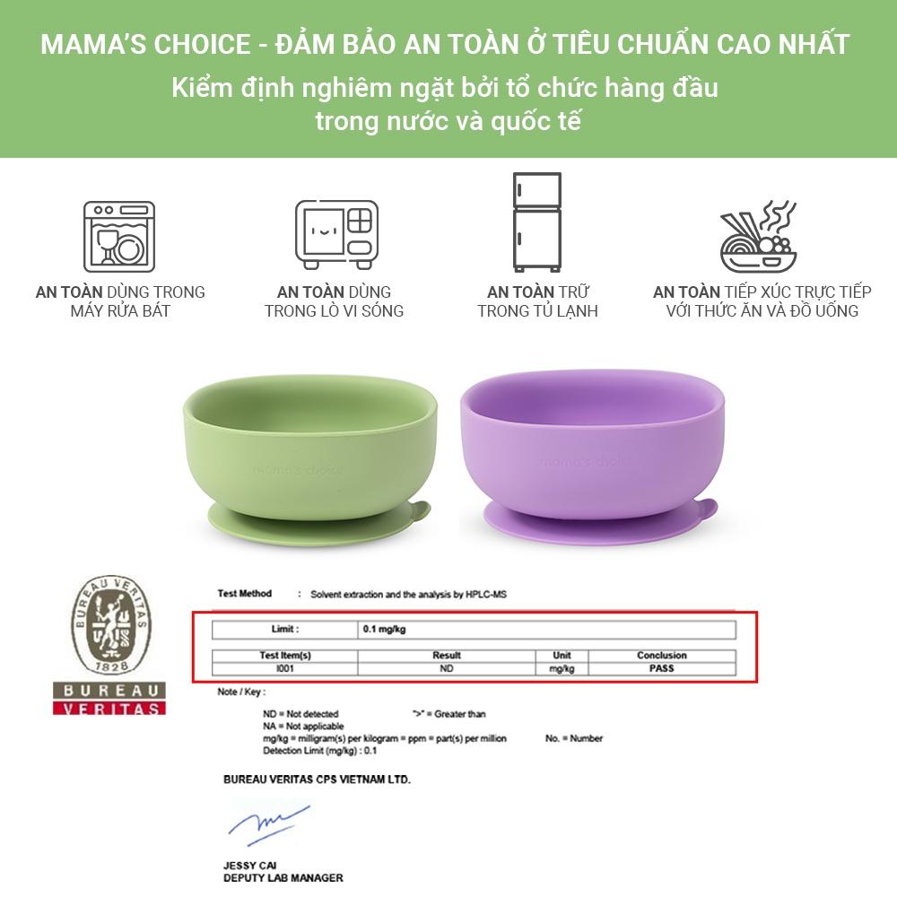 Bát Ăn Dặm Silicone Mama's Choice Cao Cấp, Đế Hít Chống Trượt Đổ Giúp Bé Ăn Dặm Dễ Dàng, Kiểm Định An Toàn Quốc Tế