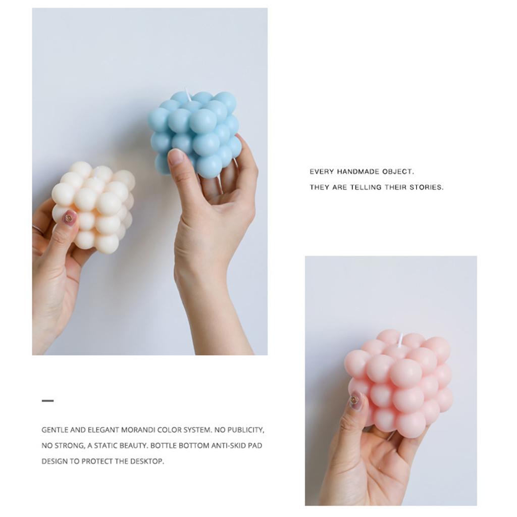 2xCube Candle Soy Wax Small INS Bedroom Office Nursery Decor Dessert Candle pink