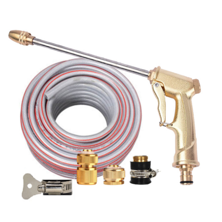 Bộ dây vòi xịt nước rửa xe,tưới cây,loại 3m,5m 206701-3 đầu đồng,cút đồng nối đồng nhựa+đai