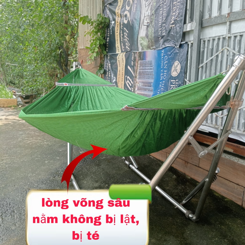 Võng Lưới Cỡ Đại Hàng DI LỢI, Đầu Cán Thép 60cm, Phù Hợp Với Khung Lớn, Chất Vải Dày Mềm, võng Rộng 180cm