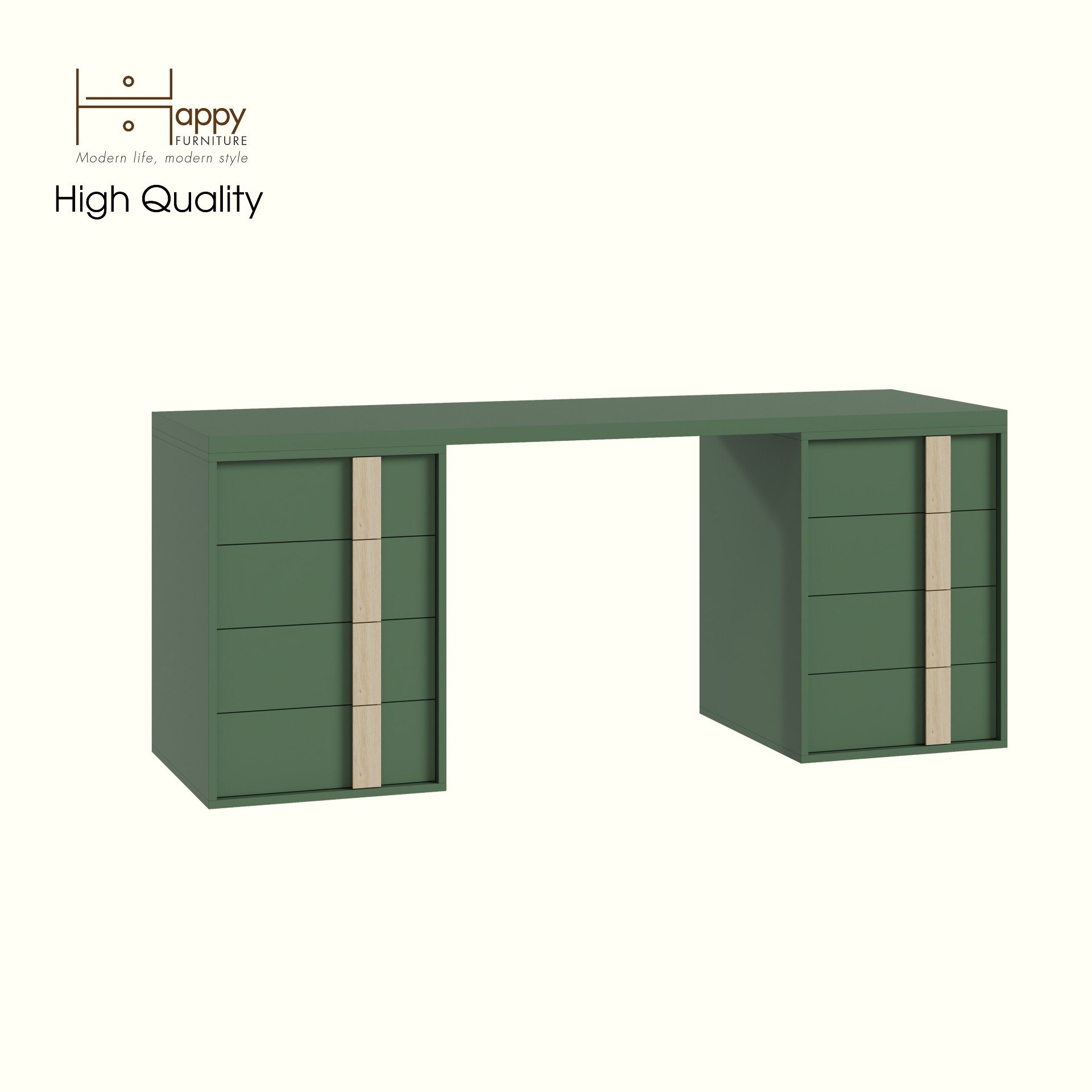 HAPPY FURNITURE , Bàn làm việc 8 ngăn kéo - SPACE, BAN_145 , 180cm x 59cm x 75cm DxRxC