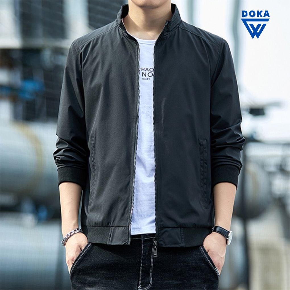 Áo Khoác Nam Áo Gió Vải Dù Doka Store Cao Cấp 2 Lớp Chống Nắng Tia Uv Và Chống Nước Khoát Phong Cách Hàn Quốc - Ps21 - Đen - L