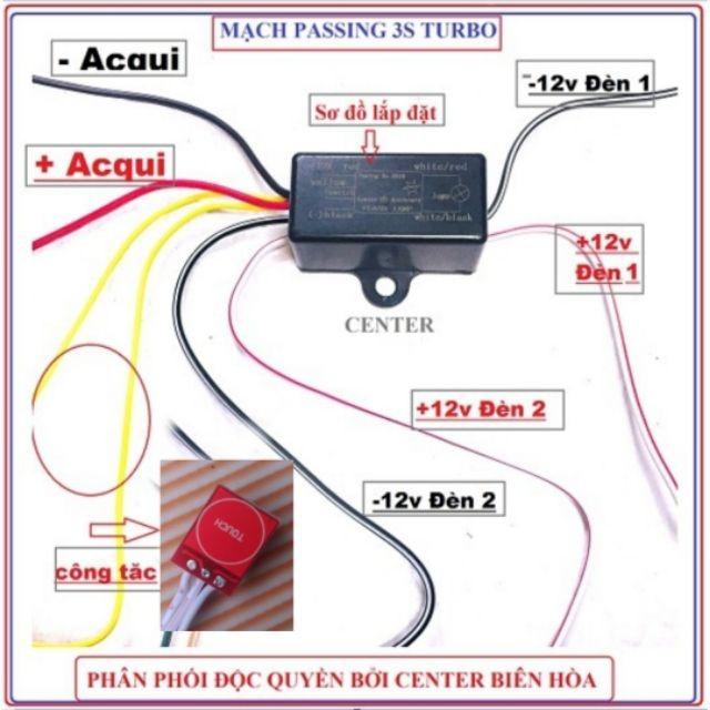 Mạch Passing 3S Cảm ứng xuyên nhựa Kiêm ON OFF cho đèn trợ sáng xe máy mẫu hộp đen loại tốt chống nước