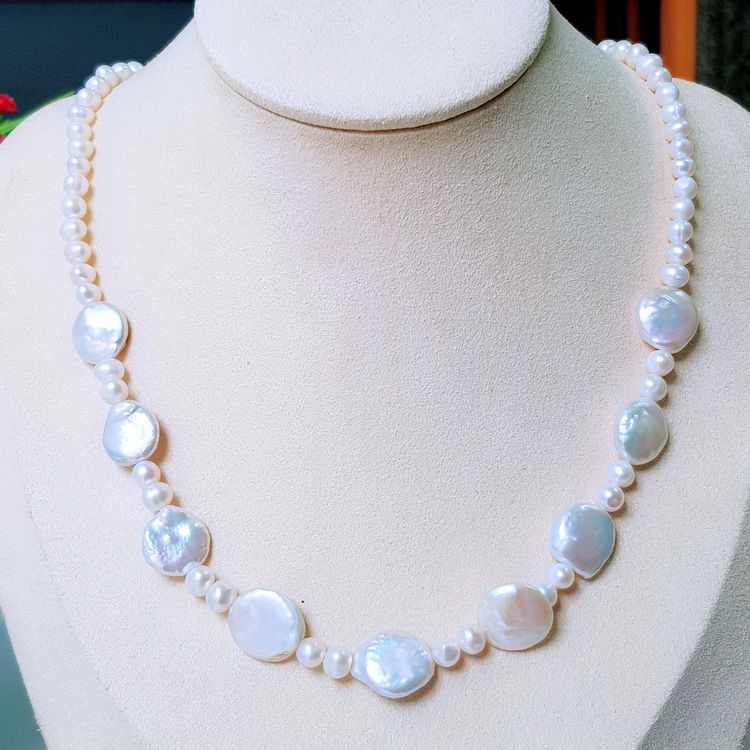 Vòng Cổ Ngọc Trai Tự Nhiên Cao Cấp - Chuỗi Đơn Mix Baroque - Trang Sức Cô Tấm - BALI PEARL (5-13ly) - CTJ3811 - Trắng