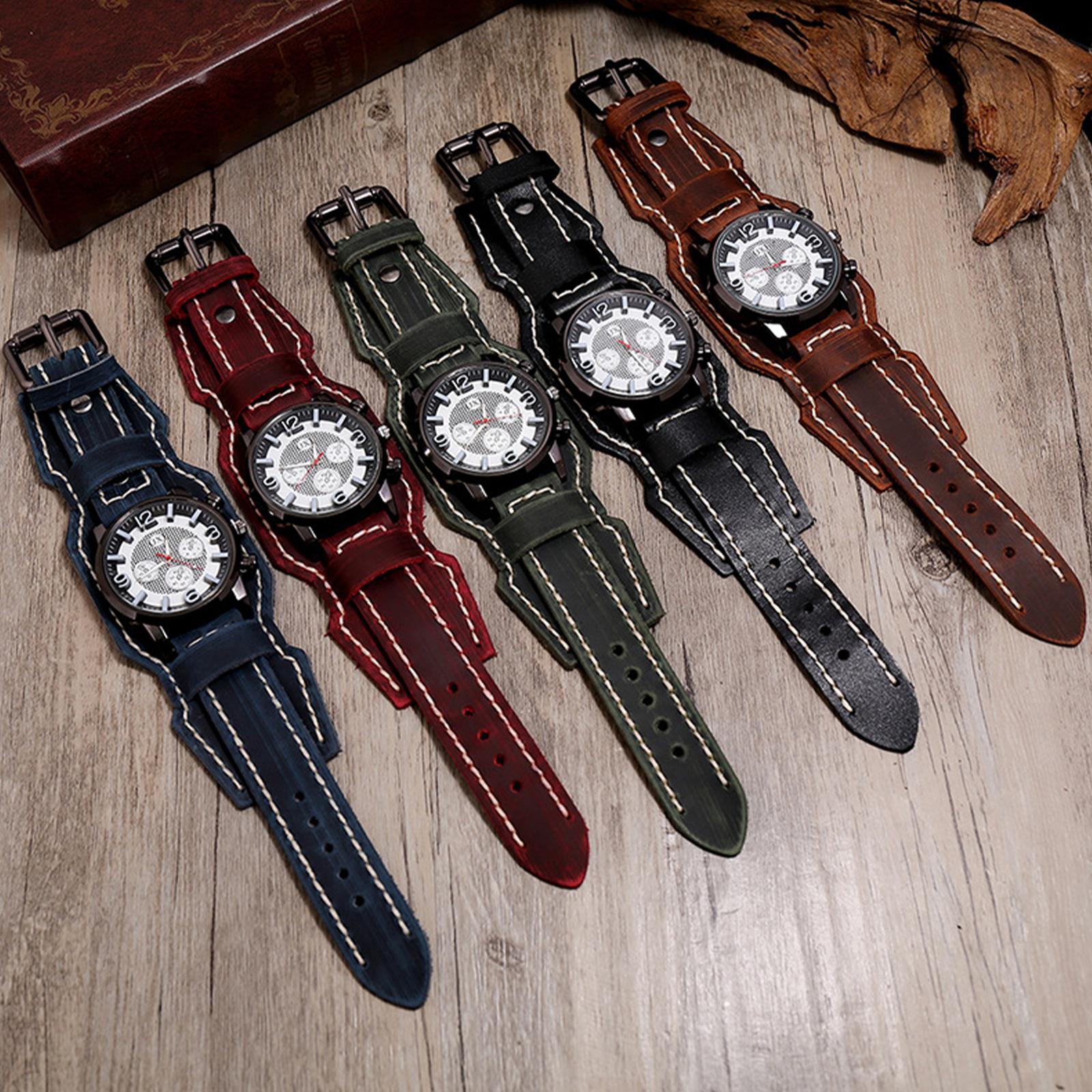 Punk Retro Watch Bracelet Leather Fashion Wide Leather Strap Vintage