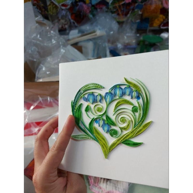 THIỆP QUILLING TRÁI TIM, 15X15CM