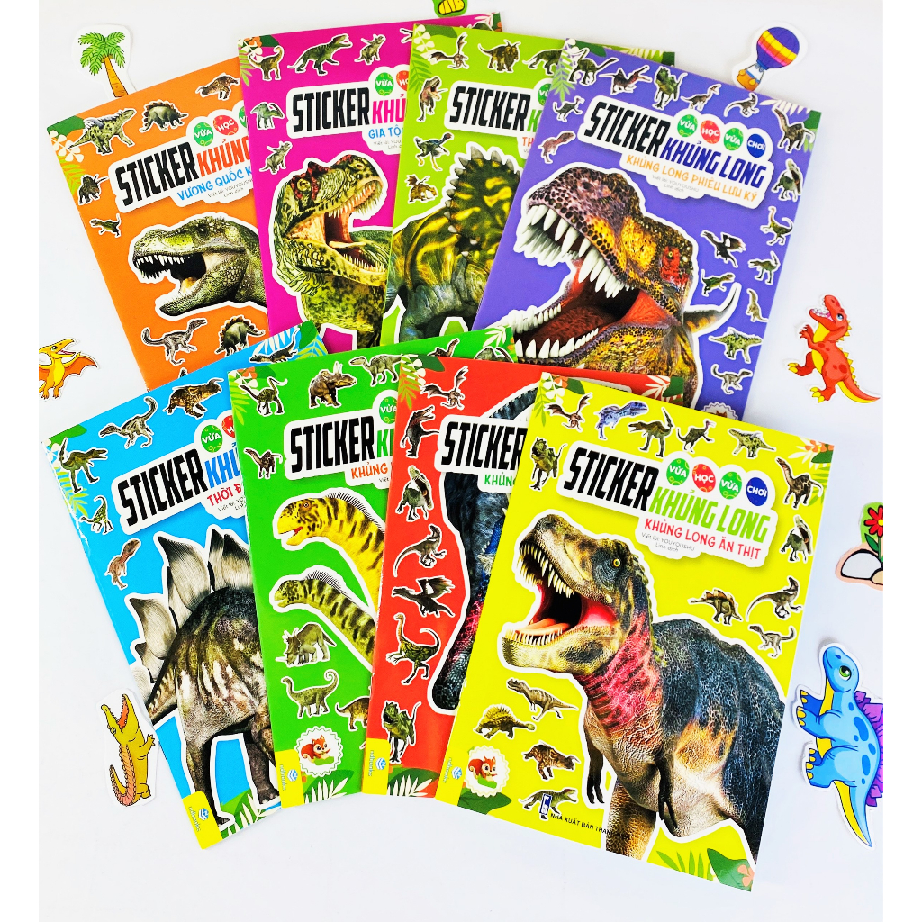 Sách - Trọn bộ 8 cuốn Sticker Khủng Long - Vừa Học Vừa Chơi - ndbooks