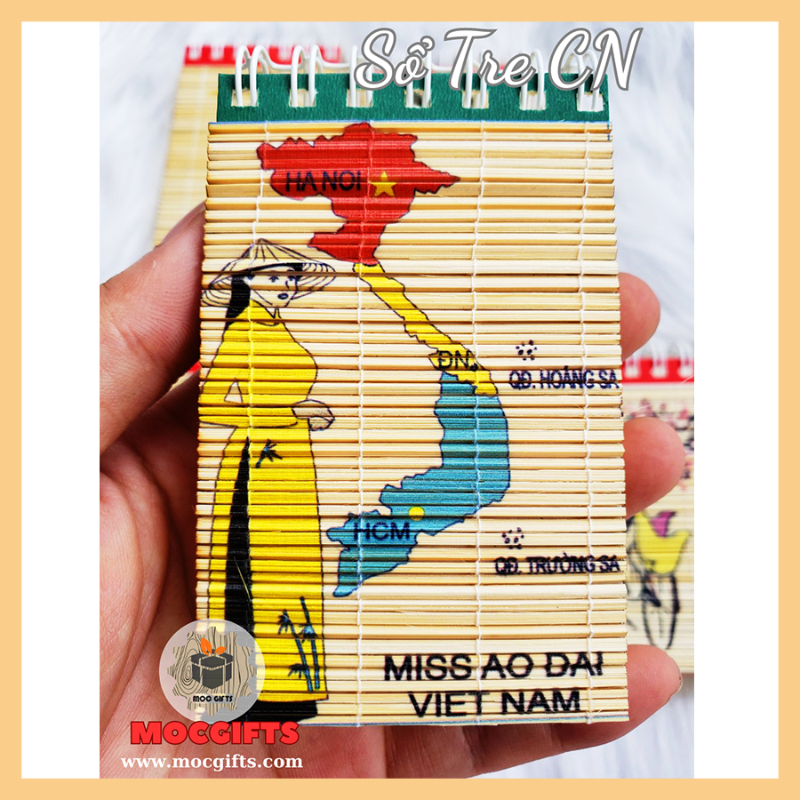 Sổ note tre chữ nhật hình ảnh phong cảnh, cô gái, địa danh Việt Nam - Quà tặng lưu niệm ý nghĩa - Hàng VNXK