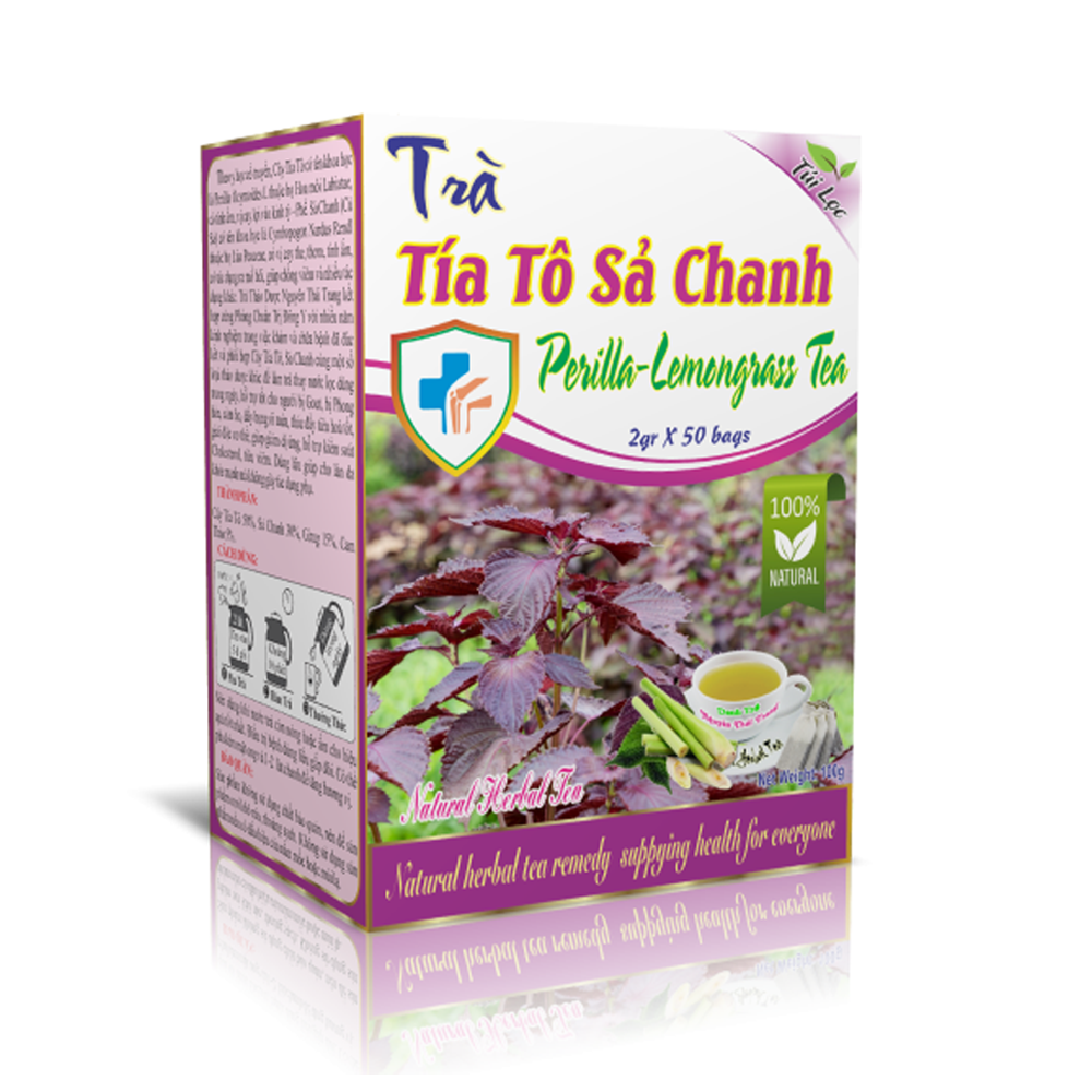 Trà Tía Tô Sả Chanh  (Hộp 50 Túi Lọc x 2g) -  Tăng Sức Đề Kháng, Giải Nhiệt Cơ Thể- Nguyên Thái Trang - Thảo Dược Thiên Nhiên - Tốt Cho Sức Khỏe