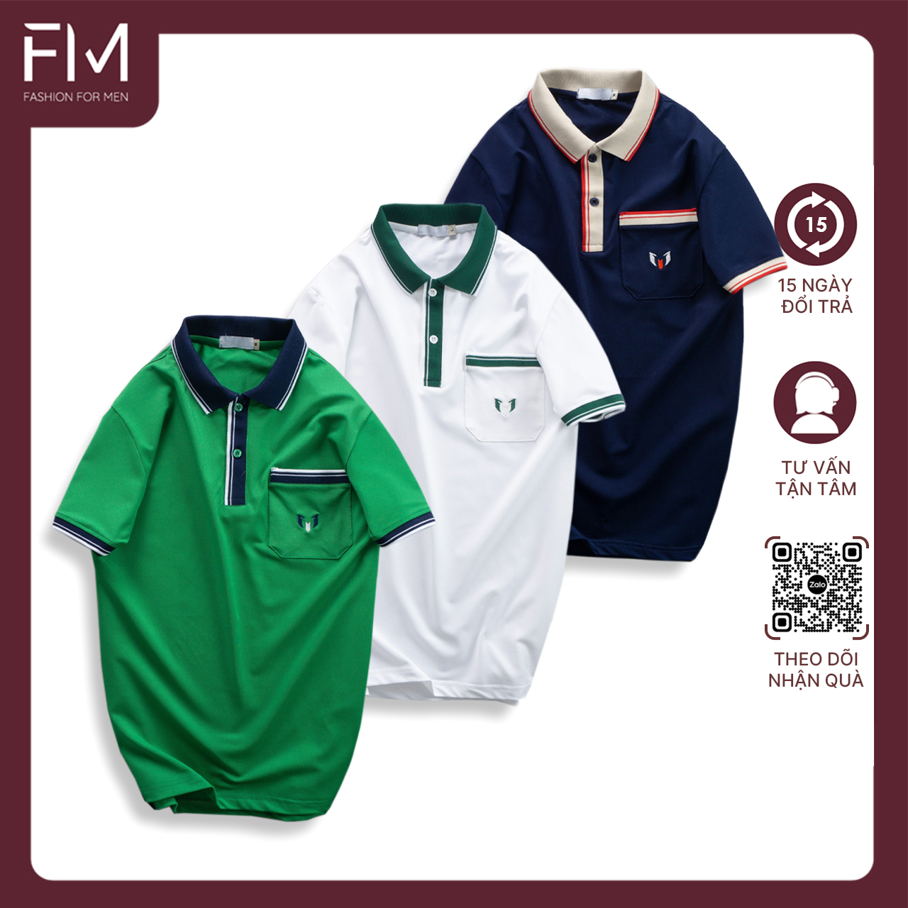 Áo thun có cổ ngắn tay thời trang nam, chất vải cotton cao cấp, co giãn tốt, mặc mát - FORMEN SHOP - FMPS203
