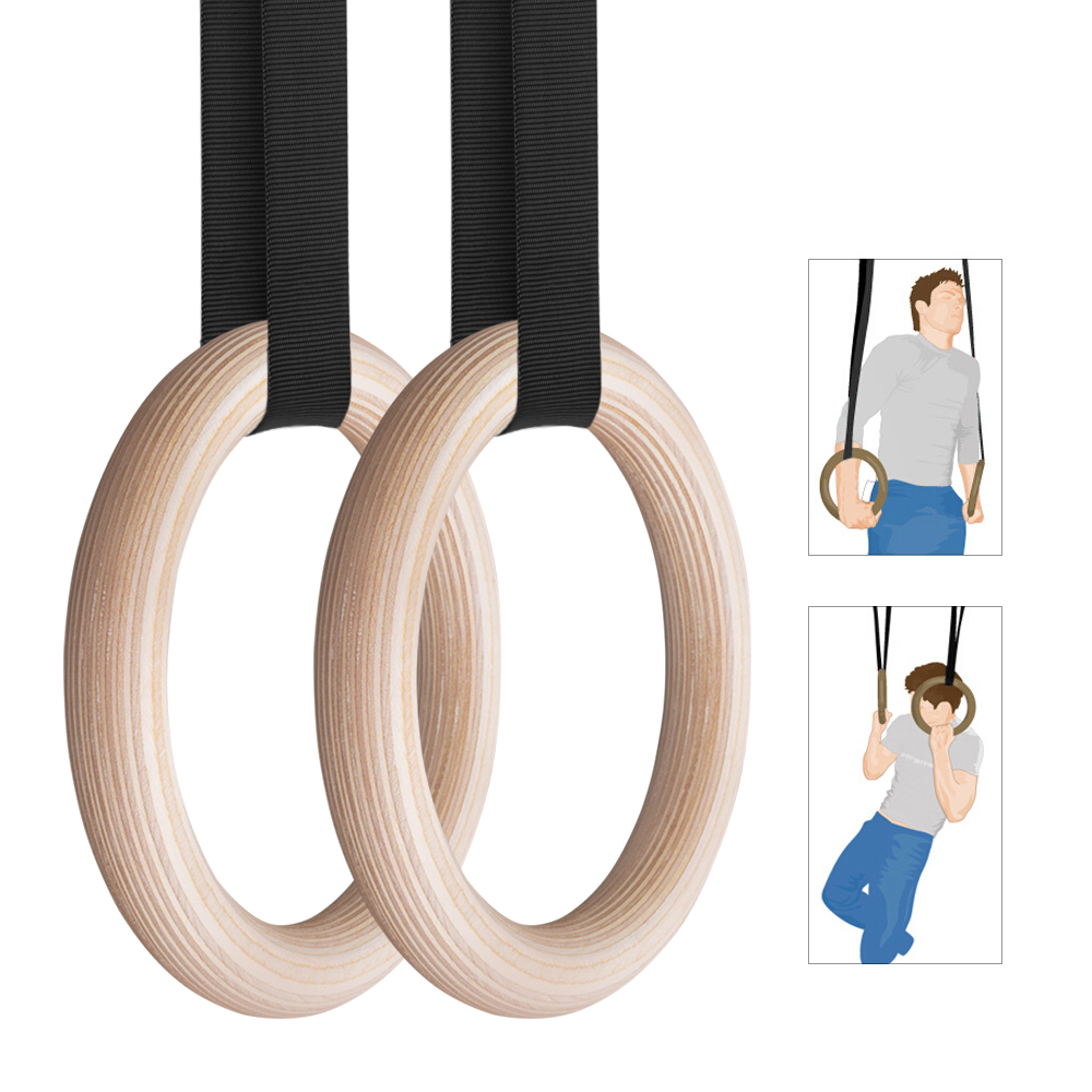 Vòng tập thể dục bằng gỗ tại nhà 28mm/32mm với dây đeo dài có thể điều chỉnh 4,5m