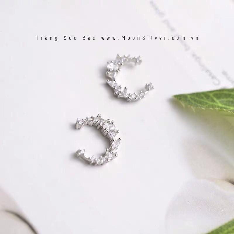 Khuyên tai bạc hình trăng khuyết