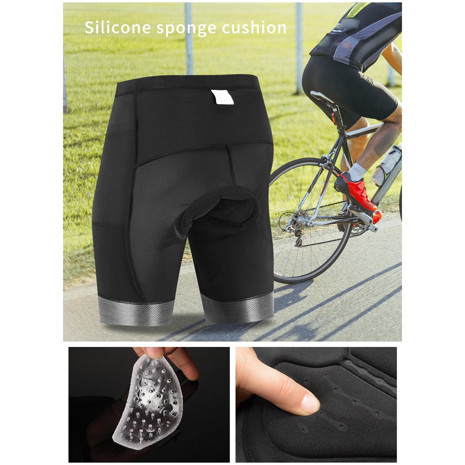 Men Padded Bike Shorts with Pocket and Reflective Strap, Men's Cycling Shorts Wide Waistband Biking Bicycle Pants Riding Trousers