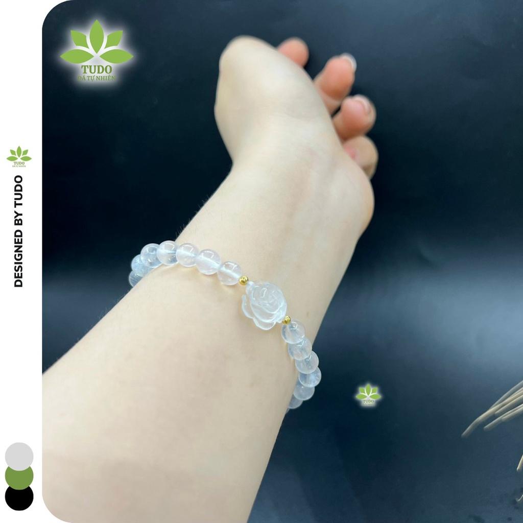 Vòng Tay Nữ Đẹp - Vòng Phong Thủy Mệnh Kim Thủy TUDO VCVMOON AU10K Charm Hoa Mẫu Đơn B24K800