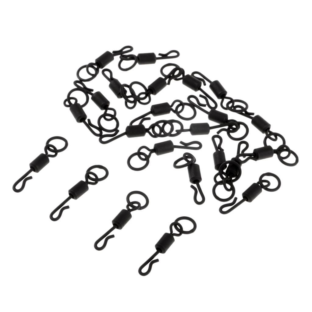 25pcs Matte Black Carp Fishing Quick Change Swivel with Ring