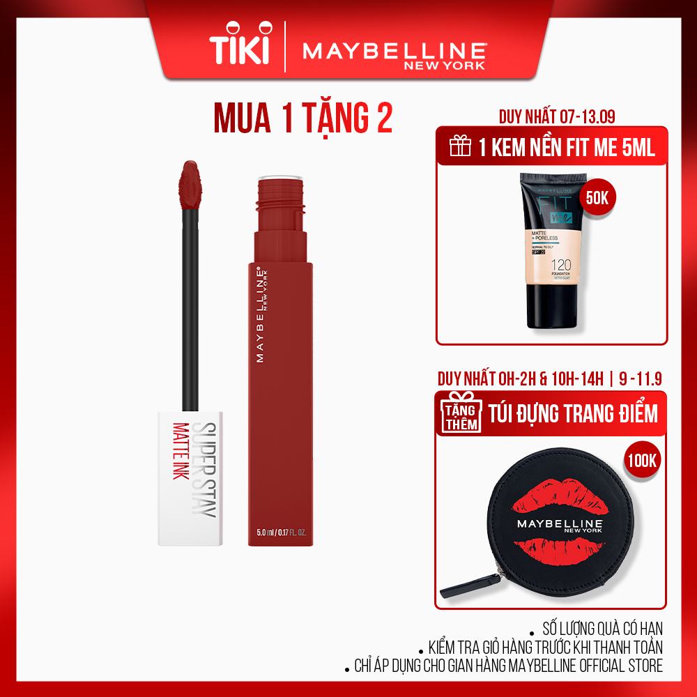 Son Kem Lì 16h Lâu Trôi Maybelline New York Super Stay Matte Ink Lipstick 5ml 285 Gritty Đỏ Hồng Đất