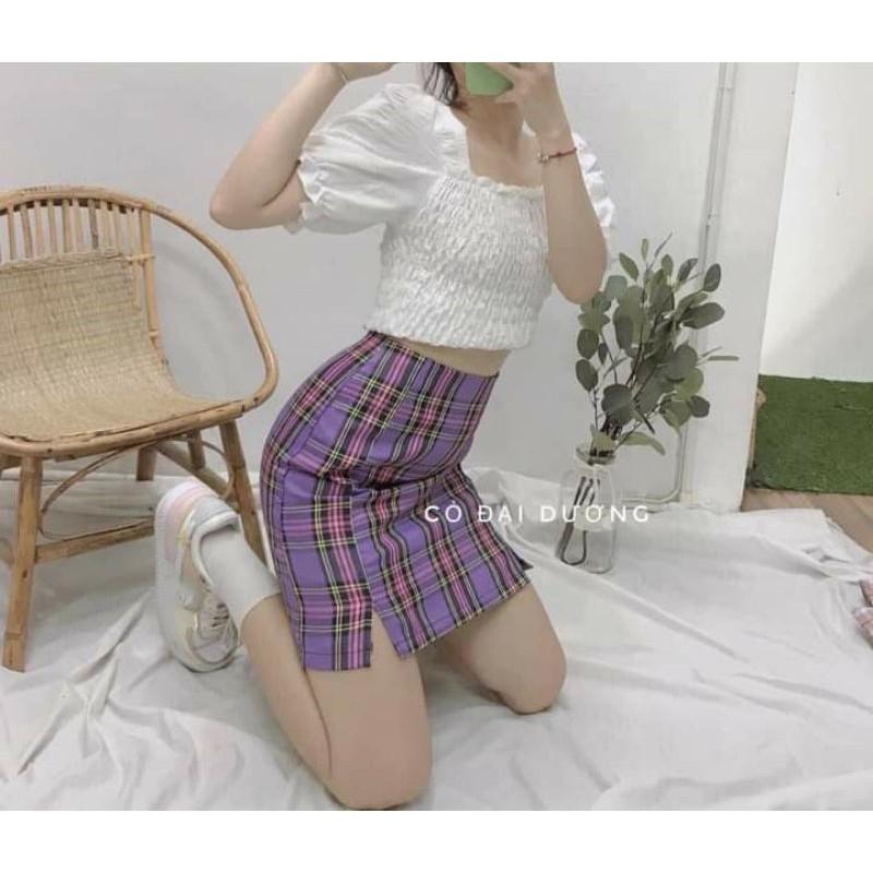Chân Váy Chữ A - Chân váy Kẻ có quần trong
