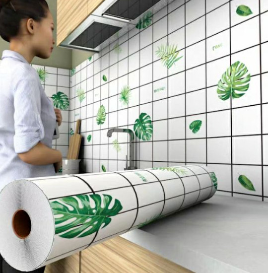 Cuộn 3 Mét Decal Giấy Dán Bếp Tráng Nhôm Cách Nhiệt CHIẾC LÁ BẮC ÂU