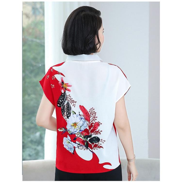 xả kho áo trung niên nữ in hoa Áo kiểu trung tuổi U40 U50 U60 cho mẹ thời trang đẹp mùa hè sang trọng hàng bom giá rẻ
