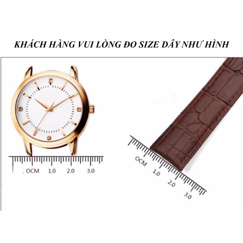 Dây Đeo Đồng Hồ Size Nữ 12mm 14mm 16mm 18mm Da Bò Mềm