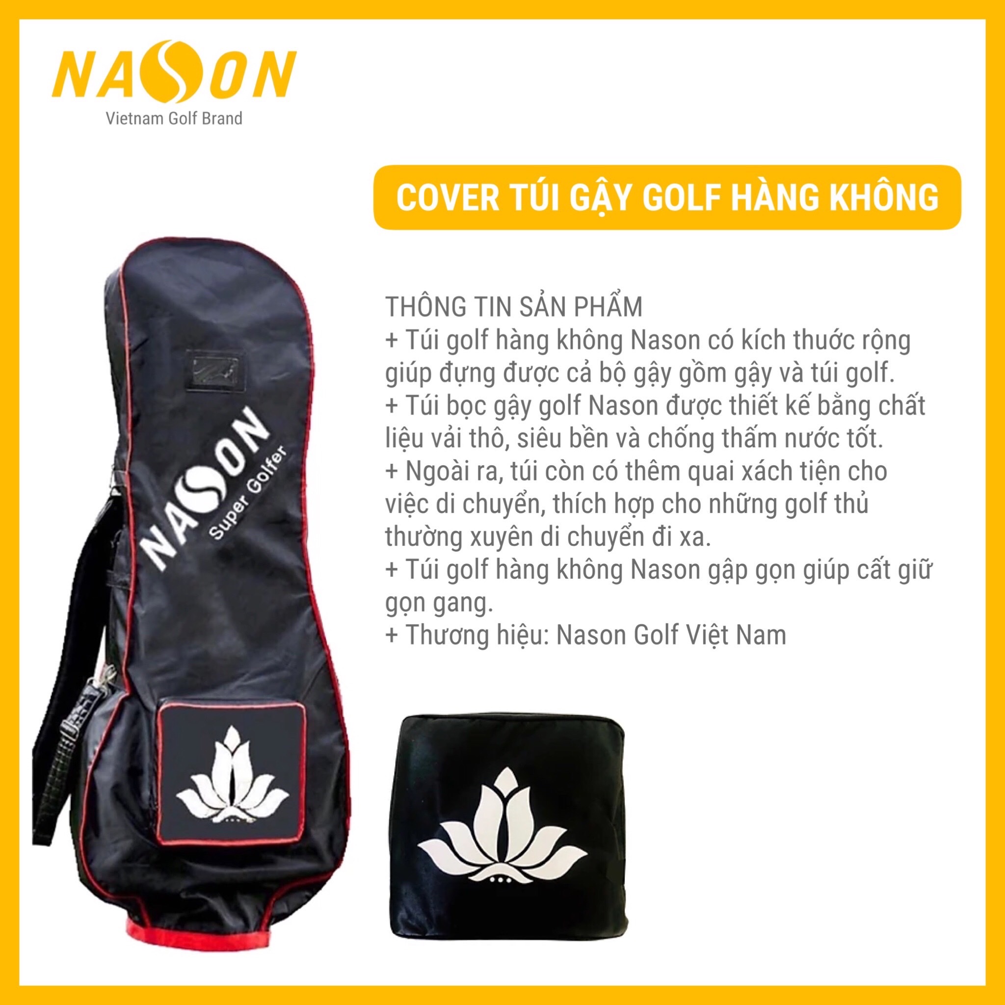 BAO ĐỰNG TÚI GOLF MÁY BAY CHỐNG NƯỚC | NASON