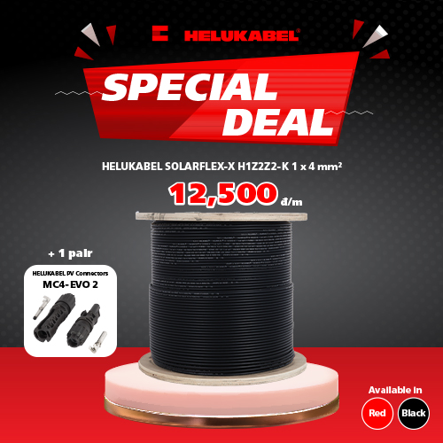 Dây cáp DC HELUKABEL SOLARFLEX-X H1Z2Z2-K | 1 x 4 mm² | Cuộn 500m