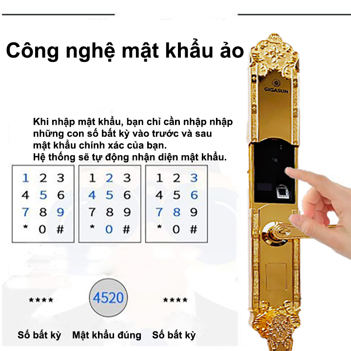 Khóa cửa vân tay vàng 24K Gigasun X1G  - Sang trọng, Đẳng cấp