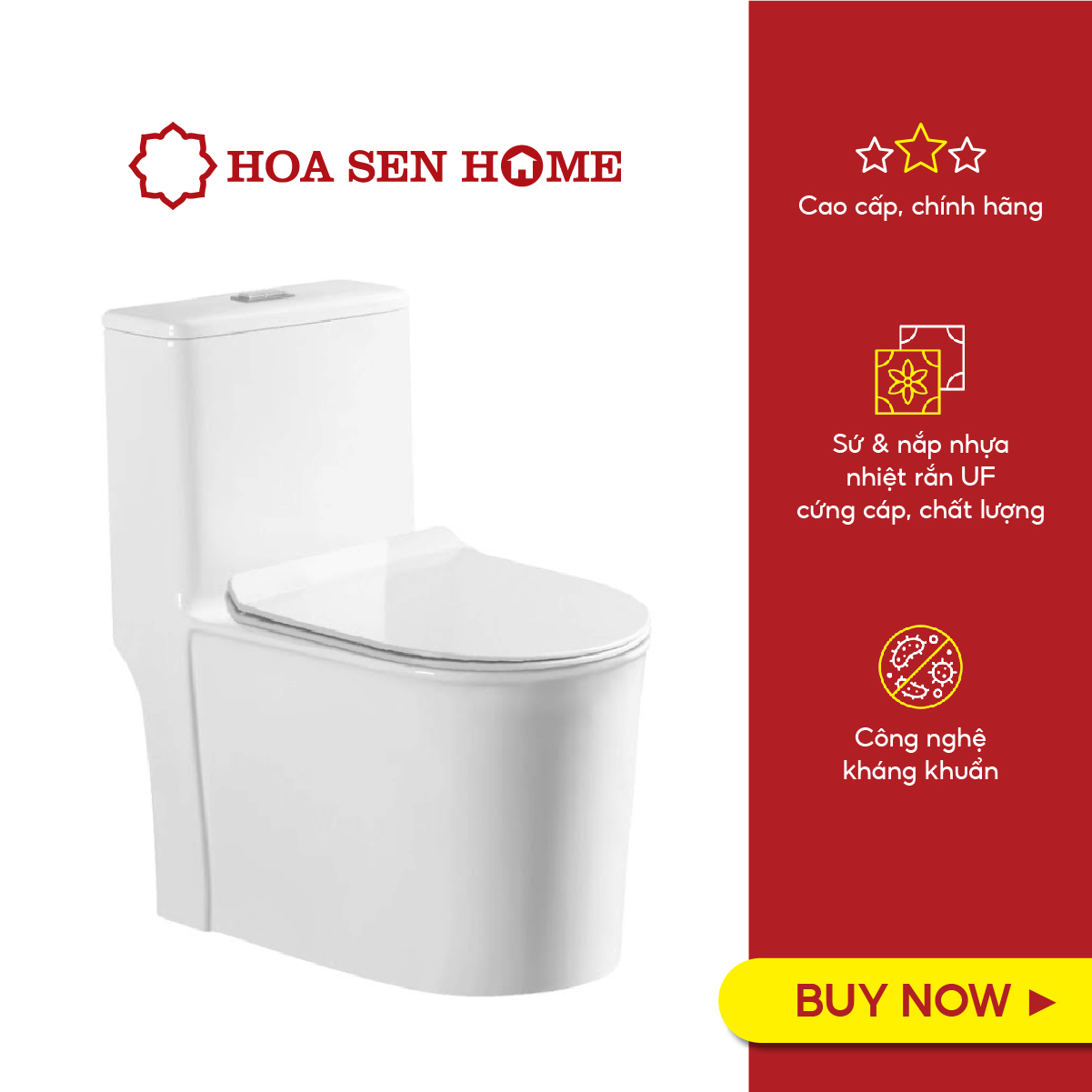 Bồn cầu một khối TUSLO COC 6831 xả xoáy 360 độ, tâm xả 300mm, kiểu dáng sang trọng hiện đại - Hoa Sen Home - Hàng chính hãng
