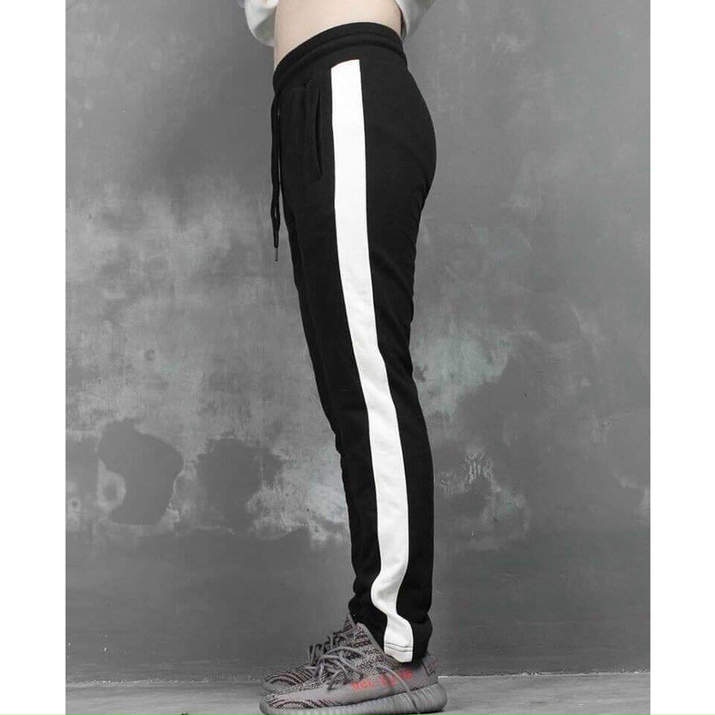 Quần Jogger Thun Nỉ Dài 1 - 3 Sọc Xuông Không Bo Gấu - Nhóm Nam Nữ , Cặp Đôi Mặc Thể Dục - Đi Học