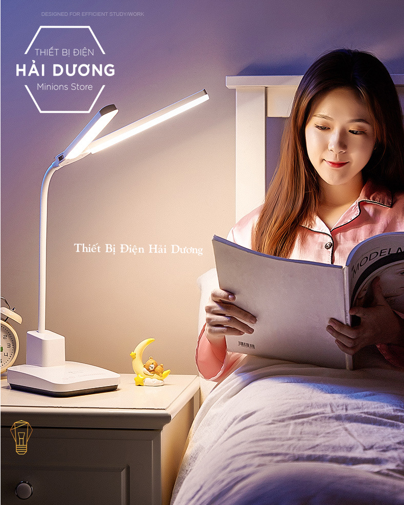 Đèn Bàn LED 2 Đầu Chiếu Sáng DB-1928 - 3 Chế Độ Ánh Sáng - Xoay 180 Độ Thay Đổi Góc Chiếu Sáng Linh Hoạt - Có Video