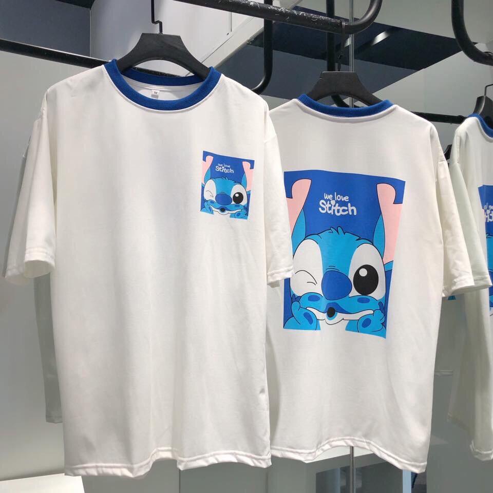 (45-68kg) Áo tay lỡ unisex nam/nữ hình STITCH. Áo tay lỡ form rộng. Áo thun unisex chất thun cotton 4 chiều