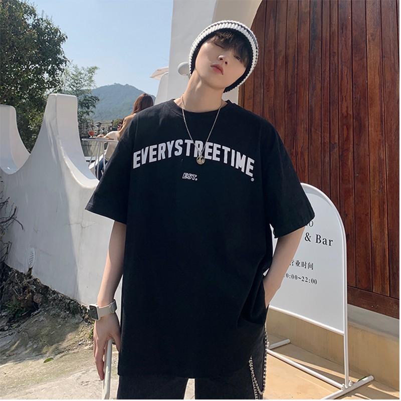 Áo cotton nam nữ unisex thun tay lỡ ulzzang phông đen cotton oversize form rộng in hình cool ngầu EVERYSTREETIME