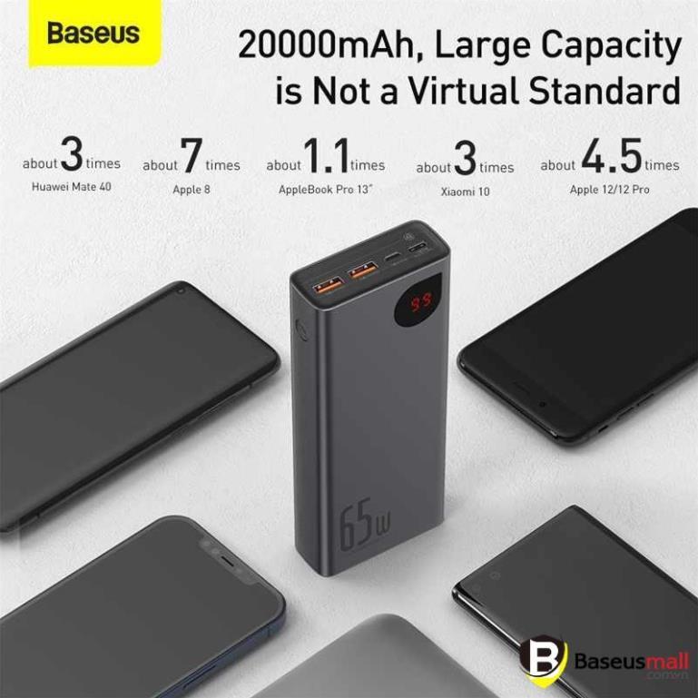 Pin sạc dự phòng Baseus Adaman Digital Display Quick Charge 20000mAh 65W - Hàng chính hãng