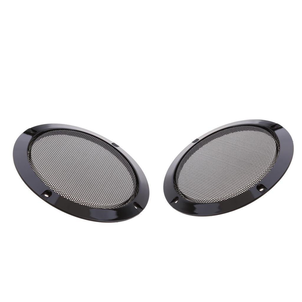 2Pieces 6.5 Inch Speaker Grills Cover Case with 8 pcs Screws for Speaker Mounting Home Audio DIY - 184mm Outer Diameter Black