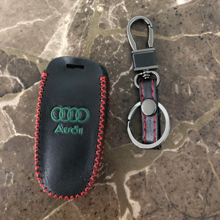 Bao da bọc chìa khóa da thật phản quang cao cấp Audi