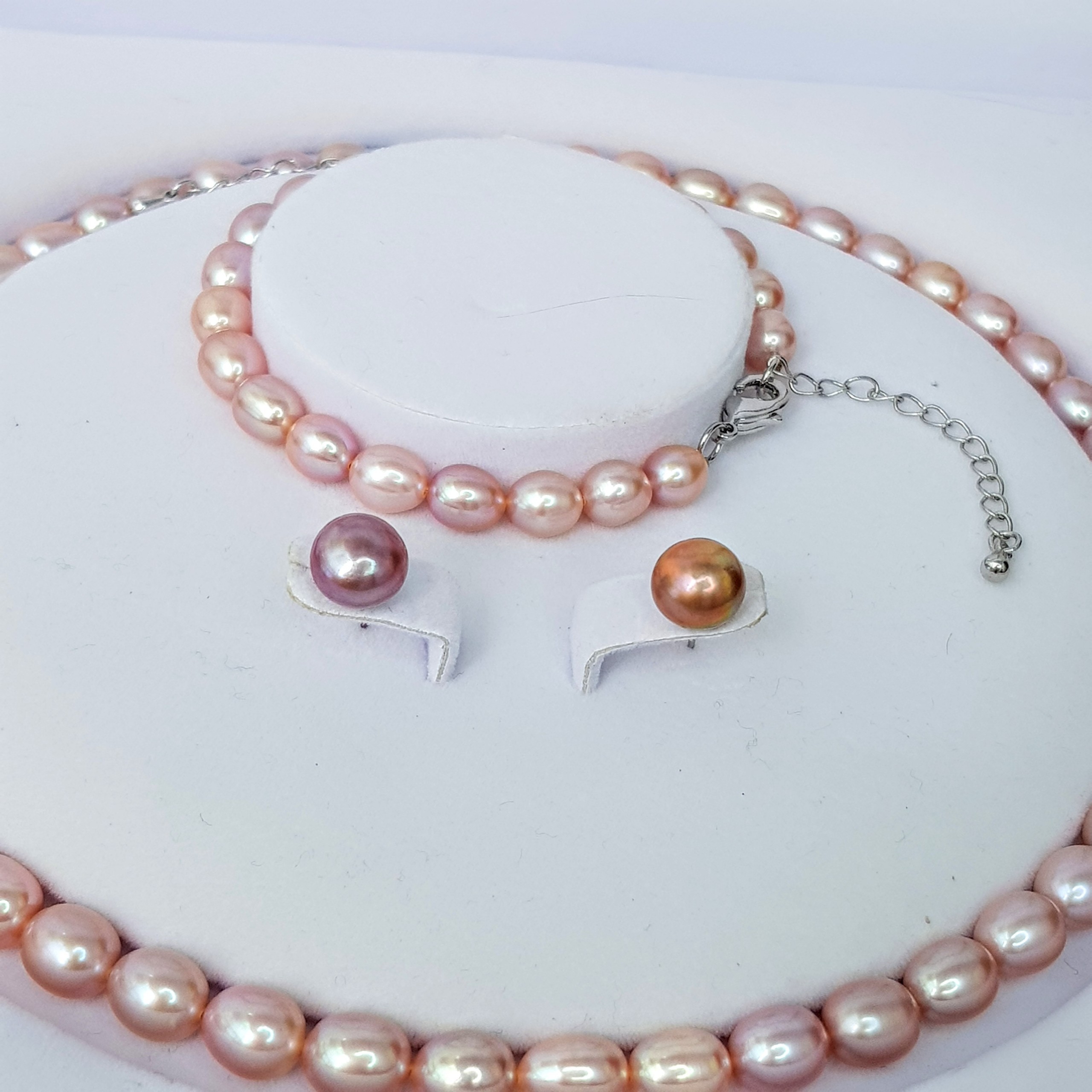 Bộ Trang Sức Ngọc Trai Thiên Nhiên 3M - Chuỗi Đơn - Trang Sức Cô Tấm - PEARL MANGO - COTAM3303 - Tím Hồng + Tặng Kèm 5 Phụ Kiện Bảo Dưỡng Dự Phòng