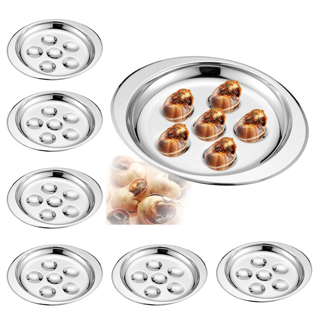 6 Pcs French Escargot Plate Platter Mushroom Snail Dish Server Tray Set