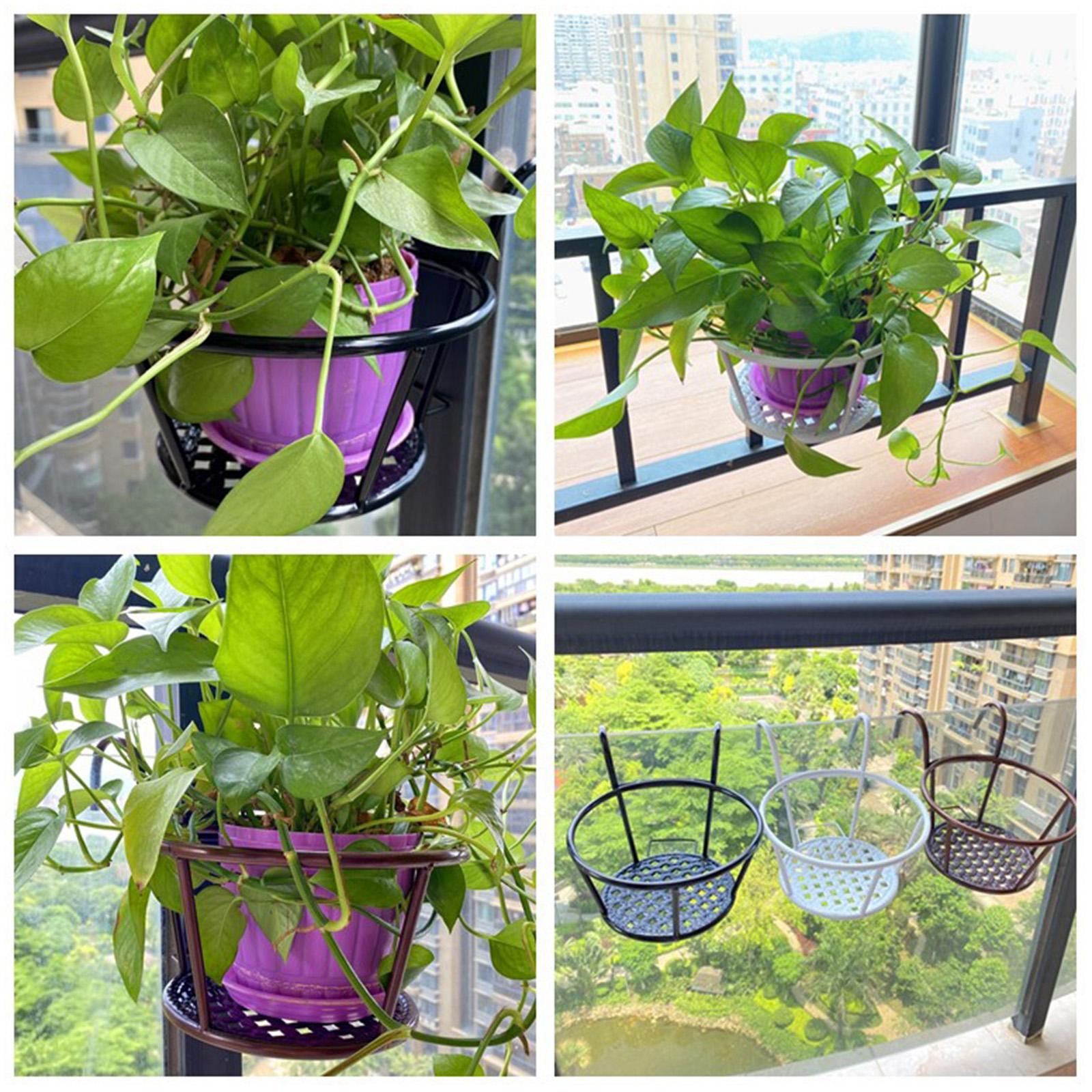 Hanging Railing Planter Flower Pot Holder Plant Holder for Indoor Use Black