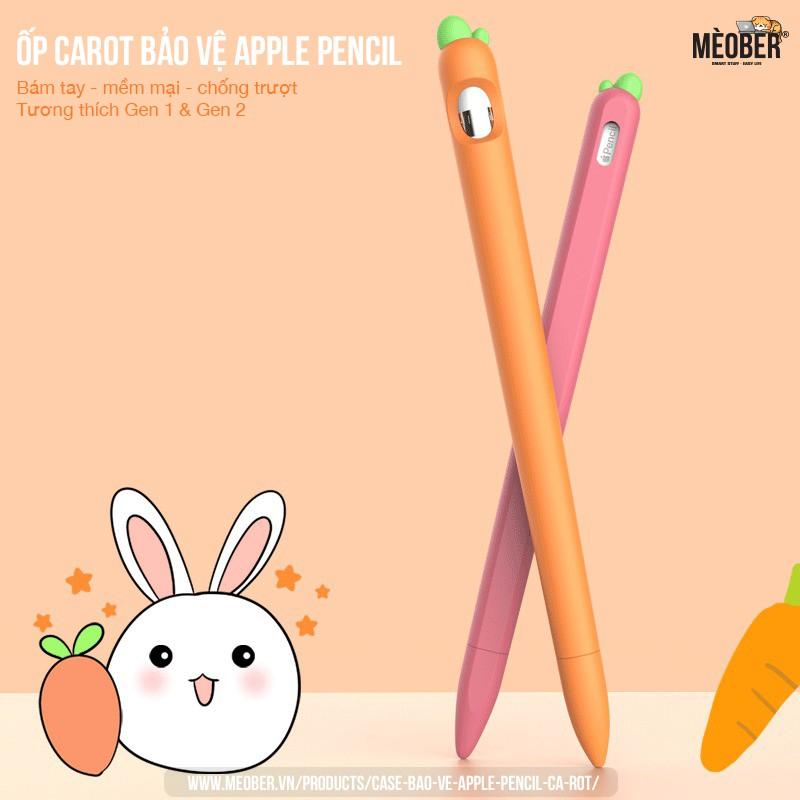 Case bảo vệ cho Apple Pencil thế hệ 1 và 2, ốp cover Apple Pencil Cà Rốt, chất liệu silicon cao cấp
