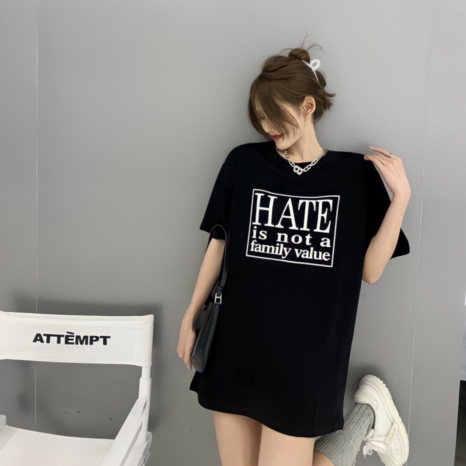 Áo Thun Nam Nữ HATE Chất Cotton Cao Cấp Dày Mịn Thoáng Mát Form Rộng Tay Lỡ Phong Cách Thời Trang Đường Phố Unisex